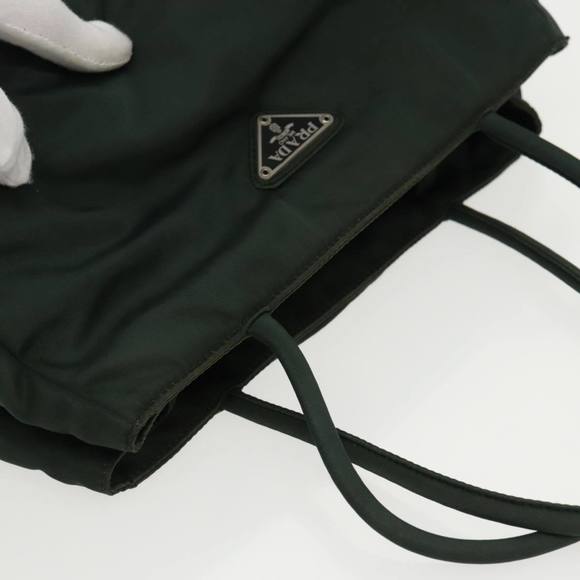 PRADA PRADA Hand Bag Nylon Khaki Silver Auth 95368 - Picture 6 of 16